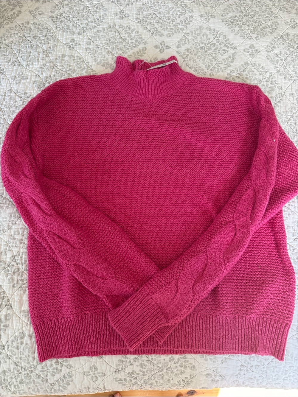 J. Crew Factory Magenta Cable-Arm Turtleneck Sweater